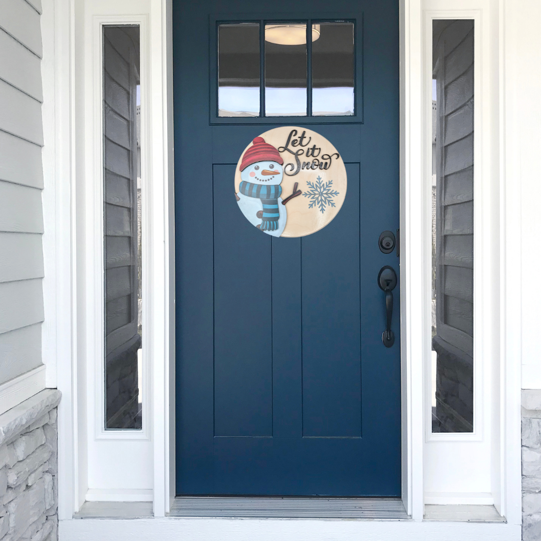 Panneau de porte en bois « Let It Snow Winter » – Décoration d’intérieur rustique, panneau de porche extérieur, cadeau parfait