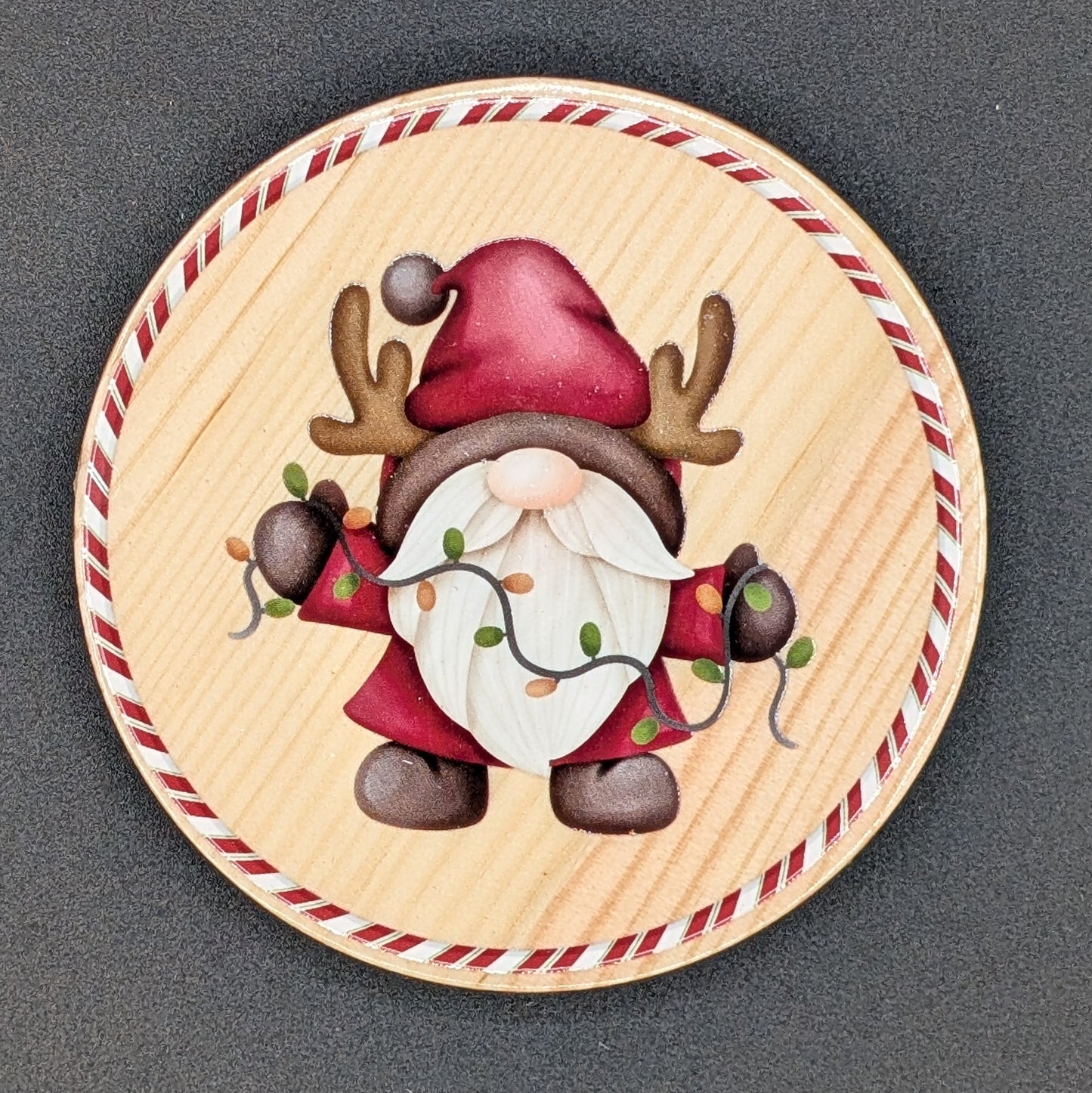 Ensemble de sous-verres de Noël festifs avec support - 6 sous-verres en bois dur • Cadeau d'hôtesse des Fêtes