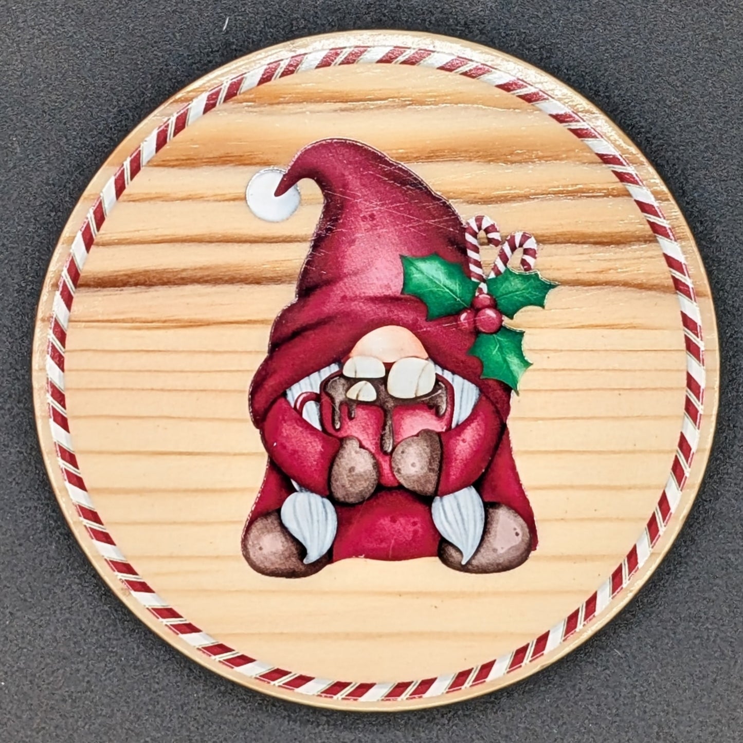 Ensemble de sous-verres de Noël festifs avec support - 6 sous-verres en bois dur • Cadeau d'hôtesse des Fêtes