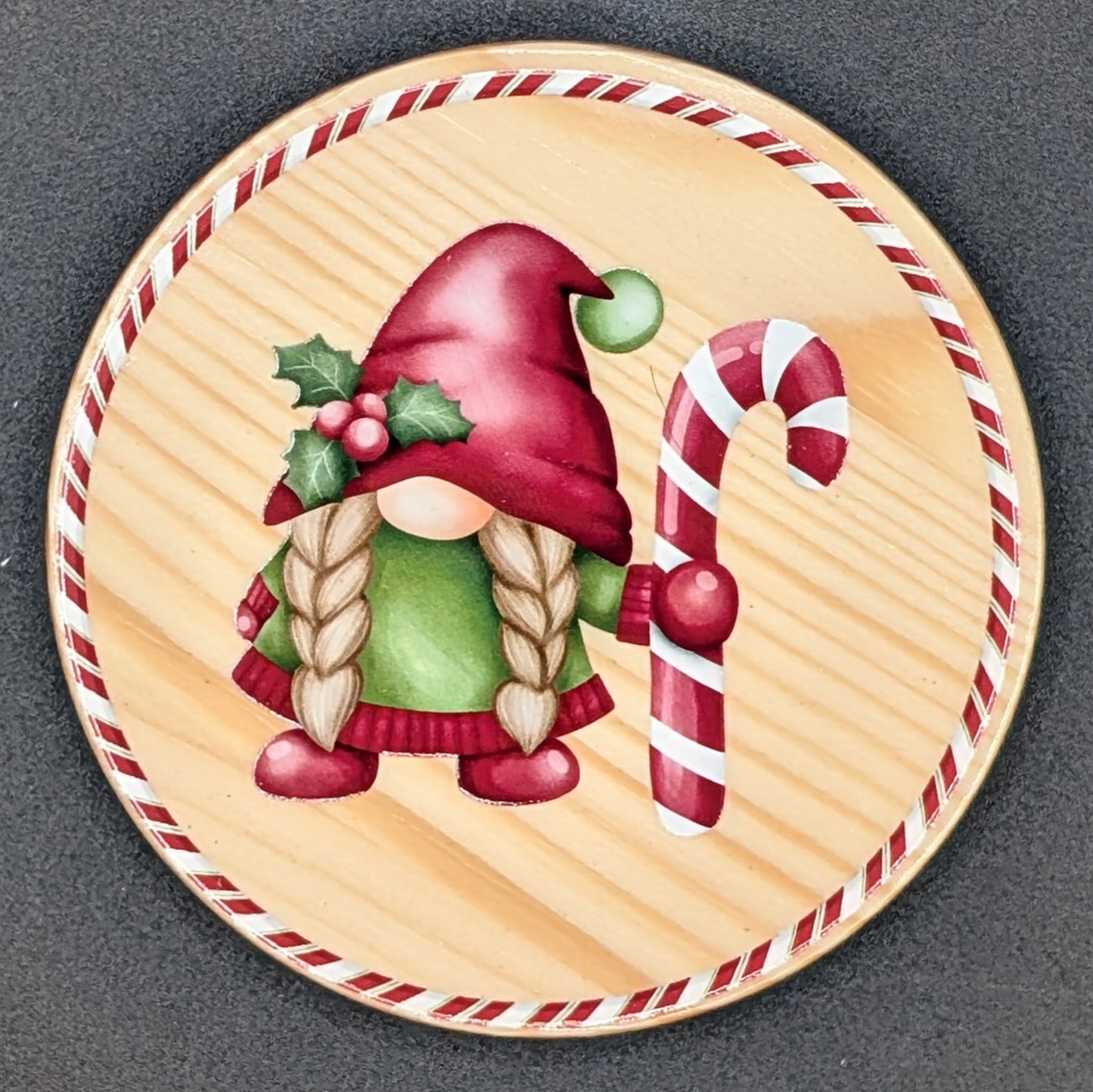 Ensemble de sous-verres de Noël festifs avec support - 6 sous-verres en bois dur • Cadeau d'hôtesse des Fêtes