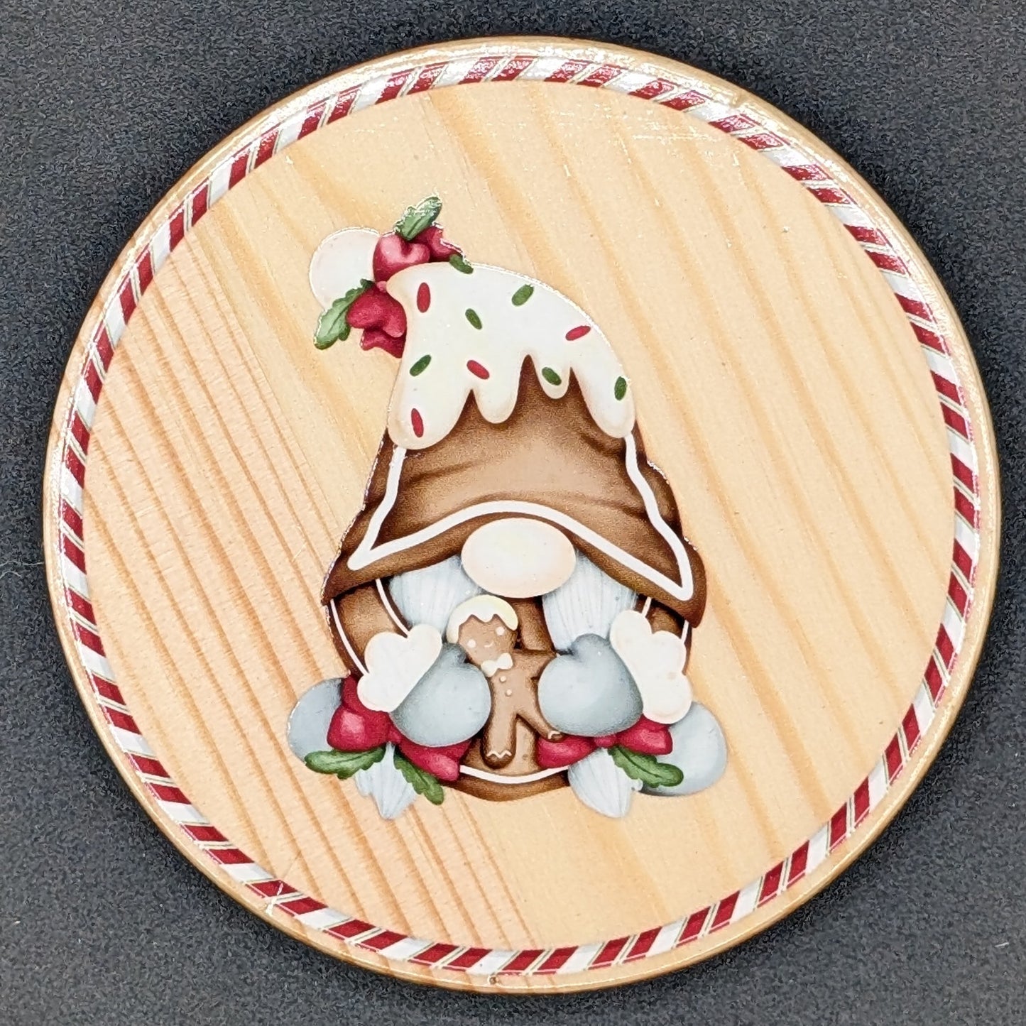 Ensemble de sous-verres de Noël festifs avec support - 6 sous-verres en bois dur • Cadeau d'hôtesse des Fêtes