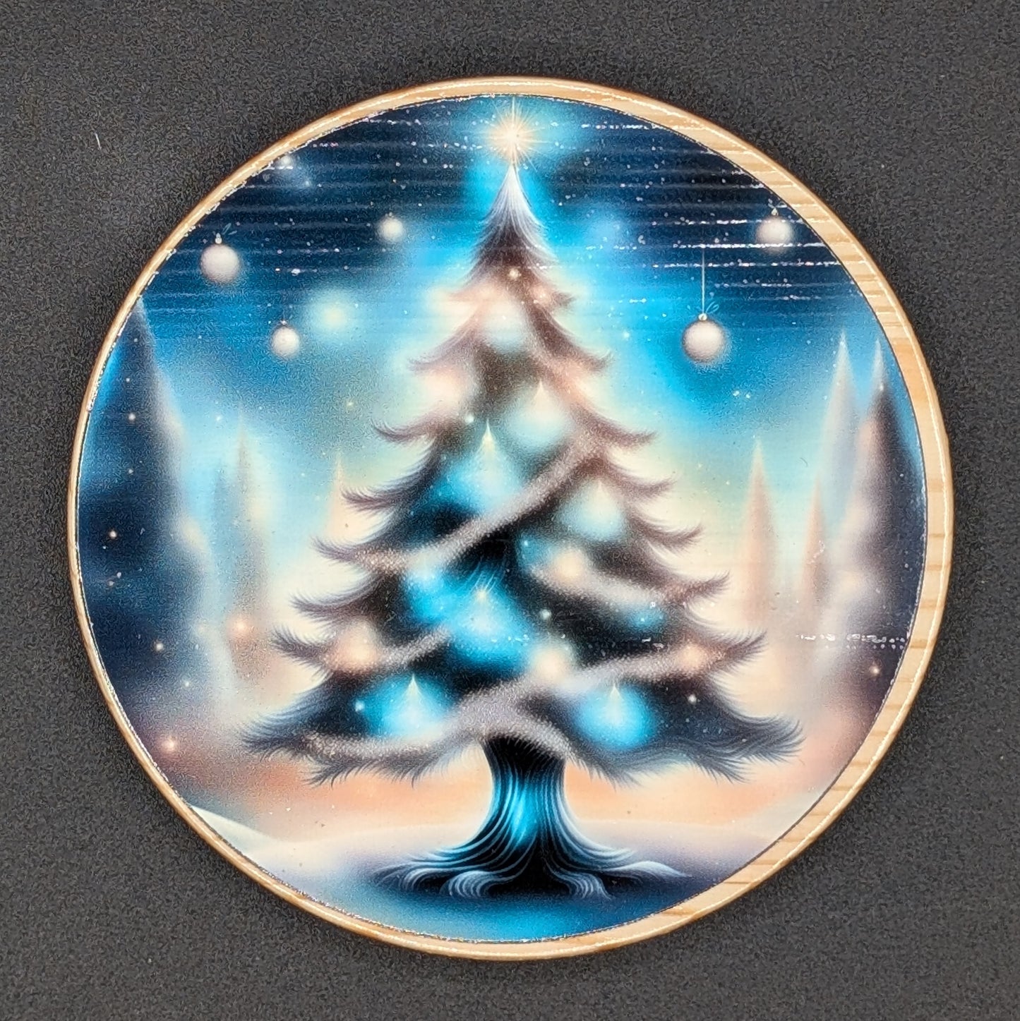 Ensemble de dessous de verre en forme de sapin de Noël enchanteur + présentoir | 6 dessous de verre en bois pour la joie des fêtes