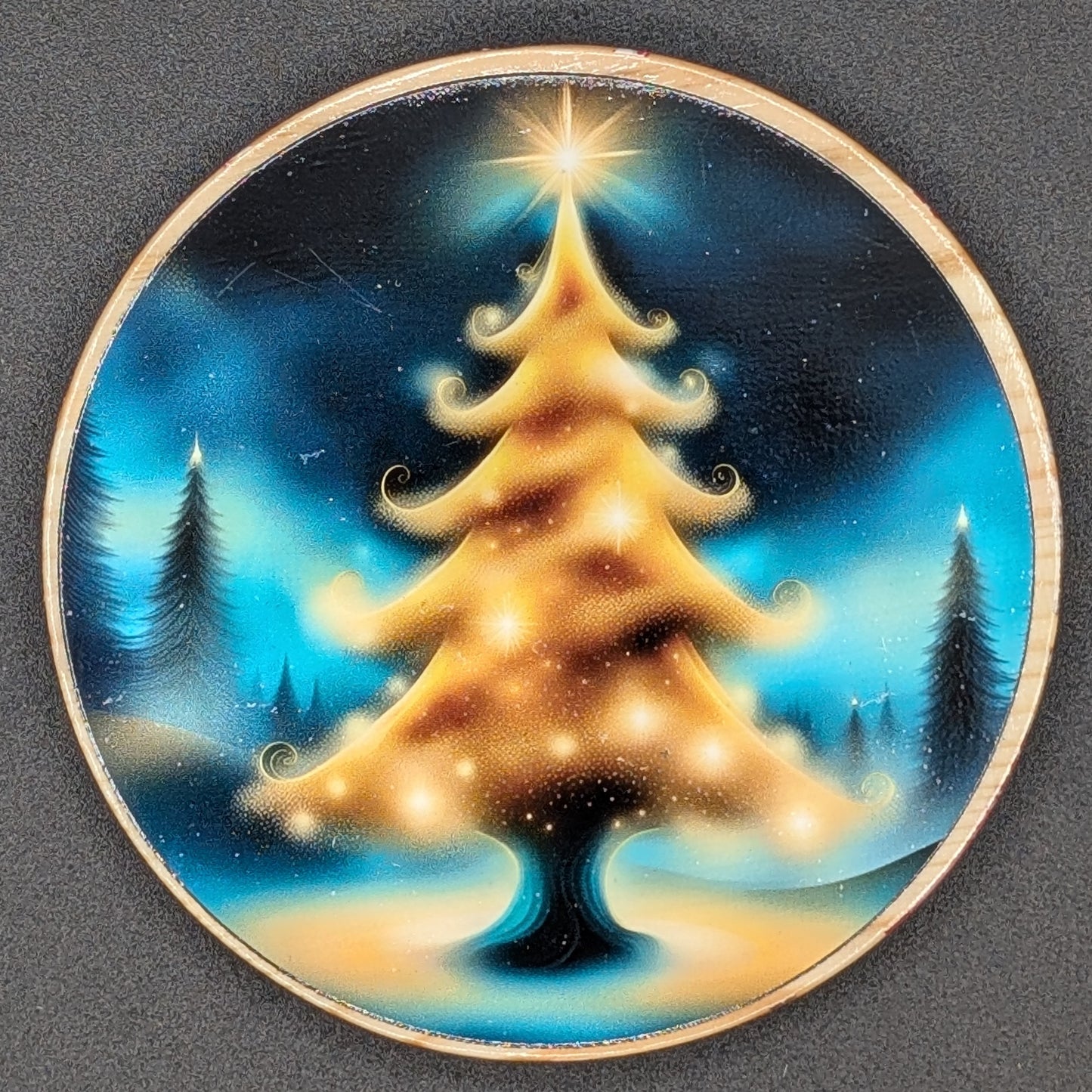 Ensemble de dessous de verre en forme de sapin de Noël enchanteur + présentoir | 6 dessous de verre en bois pour la joie des fêtes