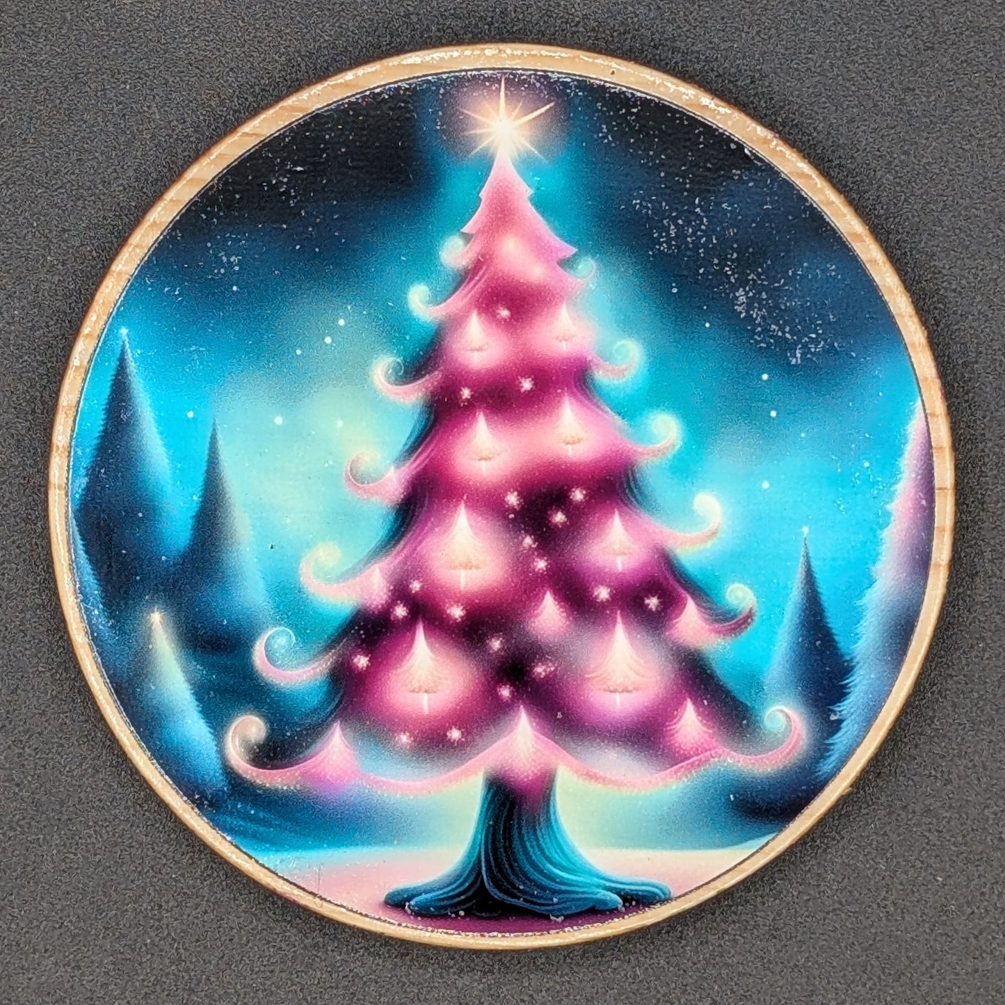 Ensemble de dessous de verre en forme de sapin de Noël enchanteur + présentoir | 6 dessous de verre en bois pour la joie des fêtes