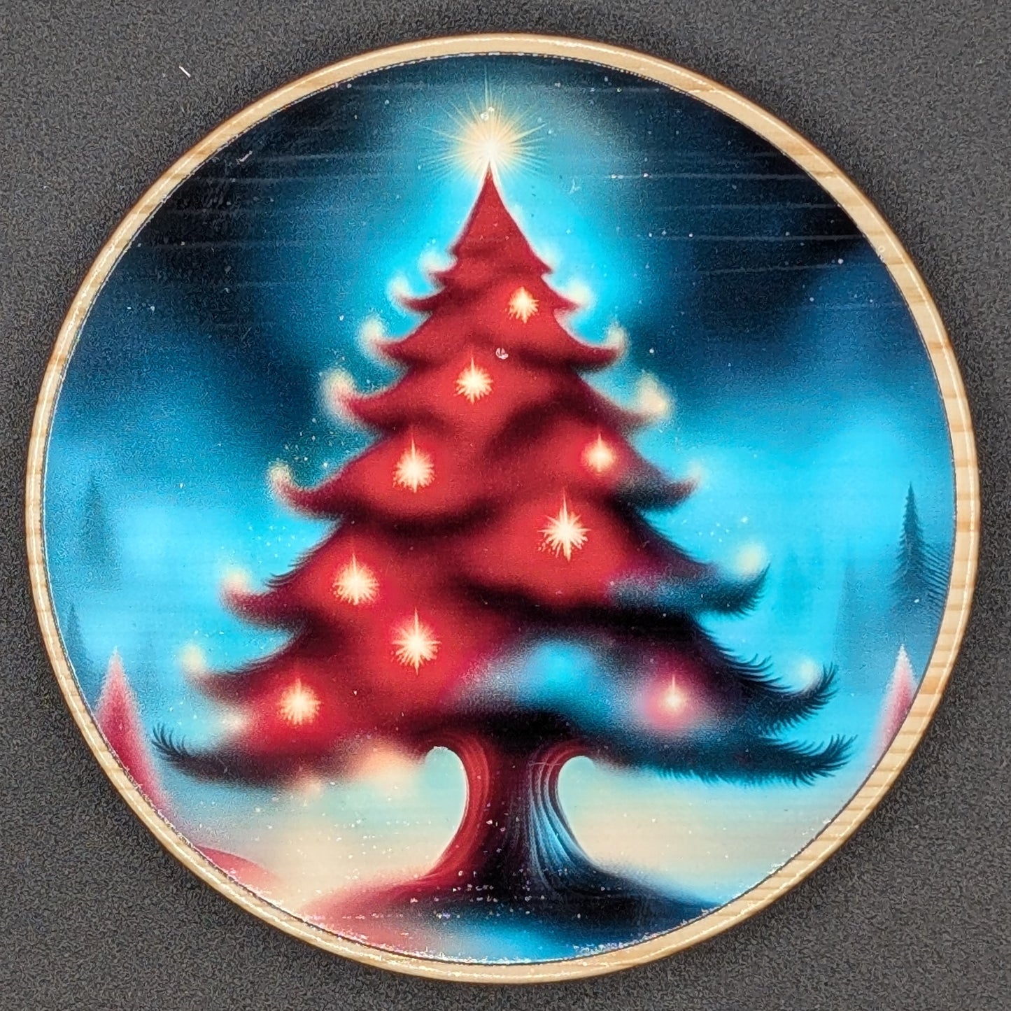 Ensemble de dessous de verre en forme de sapin de Noël enchanteur + présentoir | 6 dessous de verre en bois pour la joie des fêtes