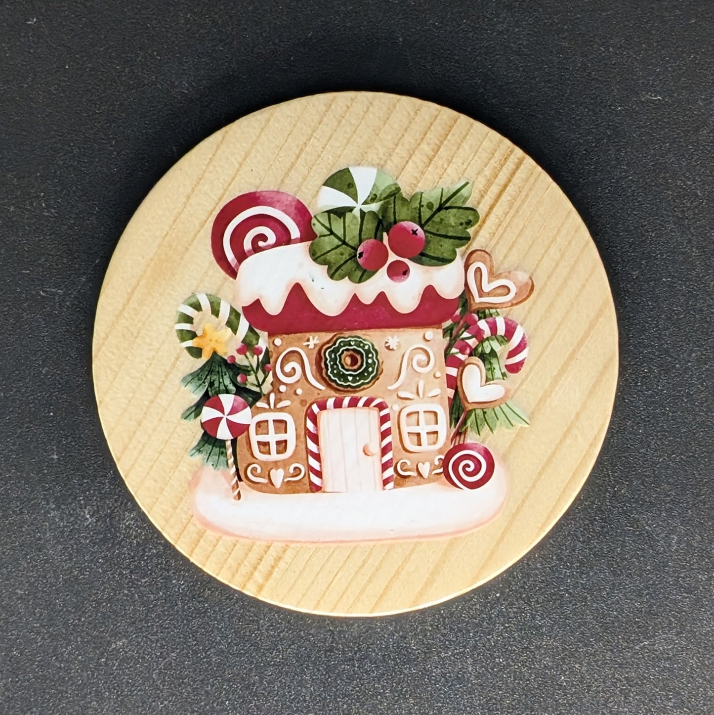 Ensemble de sous-verres en pain d'épices festifs de Noël avec support - 6 sous-verres en bois dur • Cadeau d'hôtesse des Fêtes