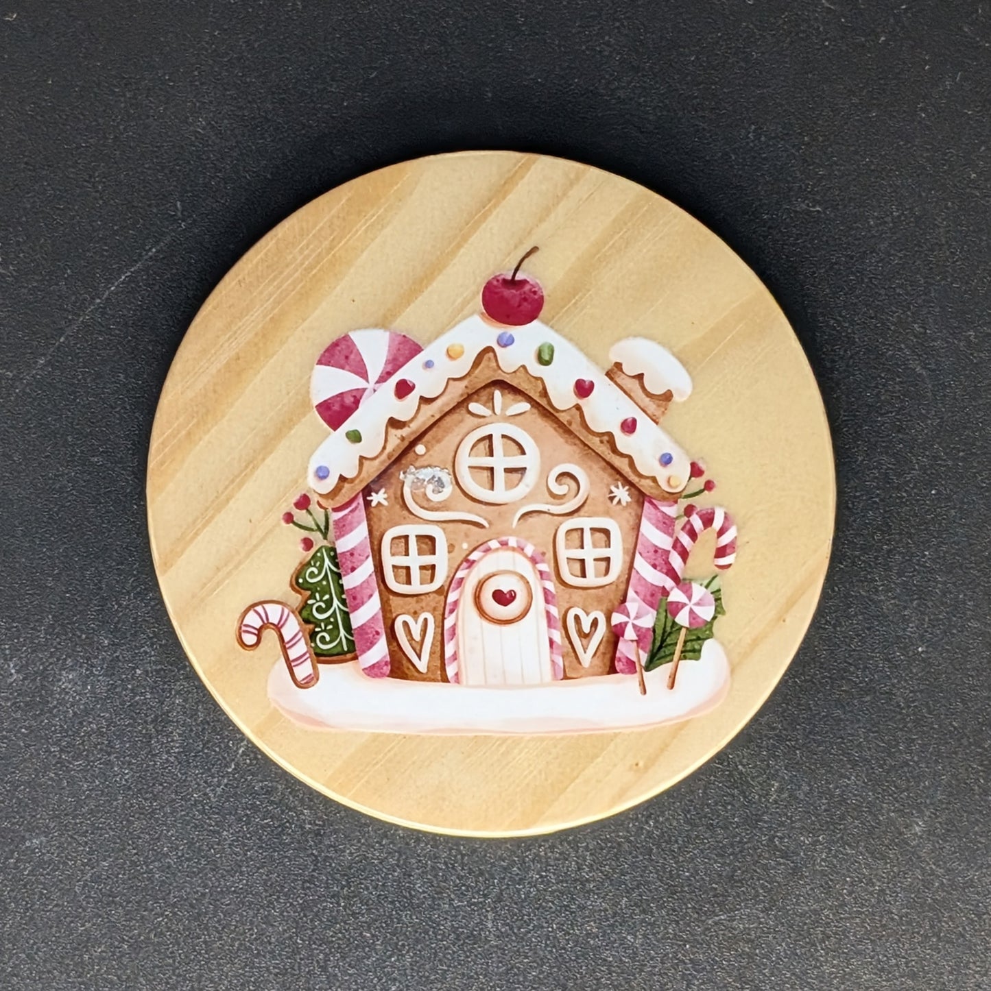 Ensemble de sous-verres en pain d'épices festifs de Noël avec support - 6 sous-verres en bois dur • Cadeau d'hôtesse des Fêtes