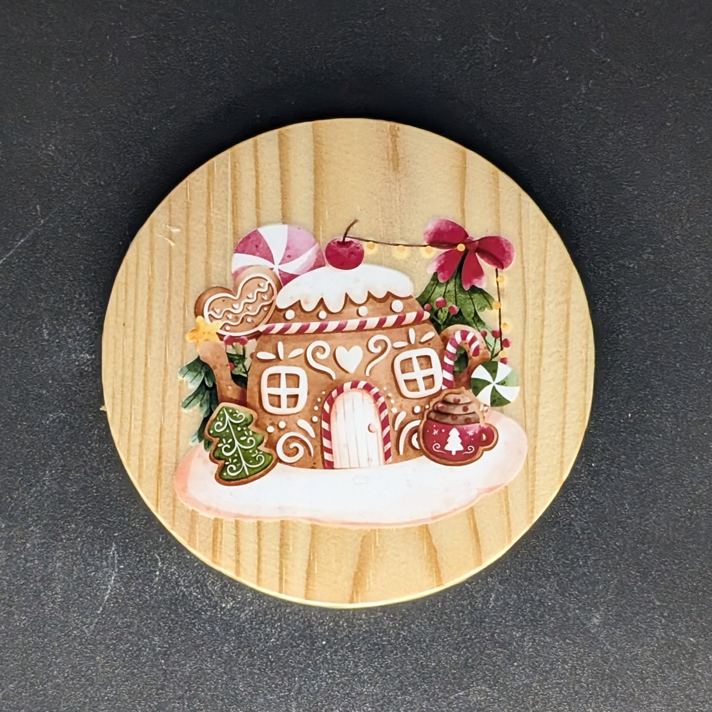 Ensemble de sous-verres en pain d'épices festifs de Noël avec support - 6 sous-verres en bois dur • Cadeau d'hôtesse des Fêtes