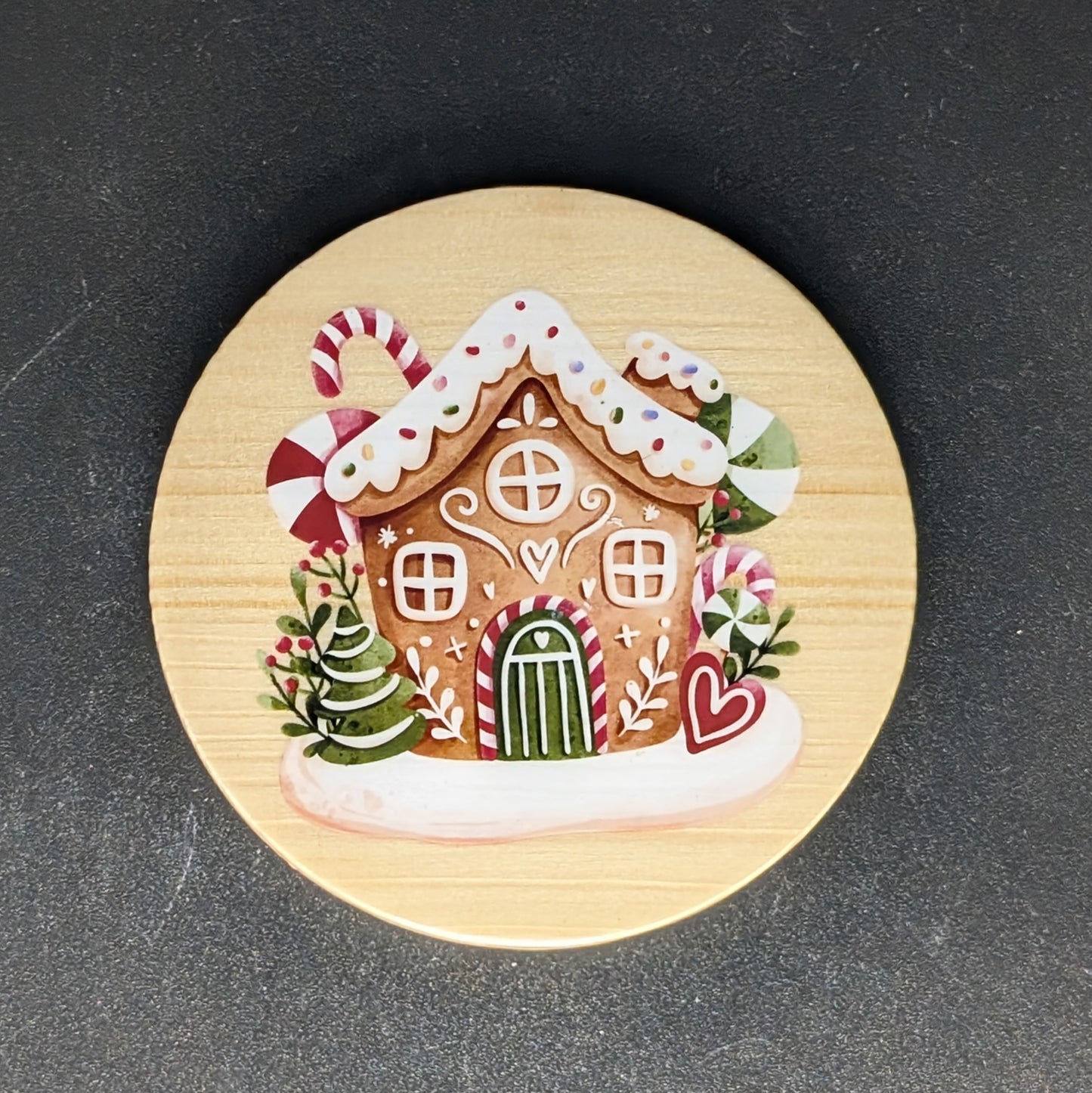 Ensemble de sous-verres en pain d'épices festifs de Noël avec support - 6 sous-verres en bois dur • Cadeau d'hôtesse des Fêtes