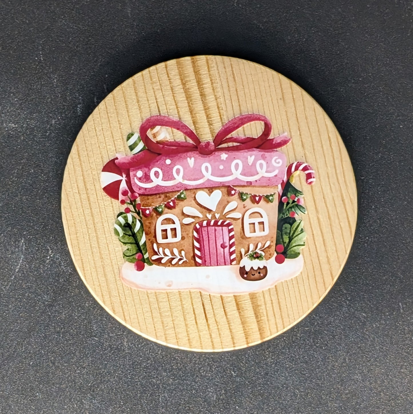 Ensemble de sous-verres en pain d'épices festifs de Noël avec support - 6 sous-verres en bois dur • Cadeau d'hôtesse des Fêtes