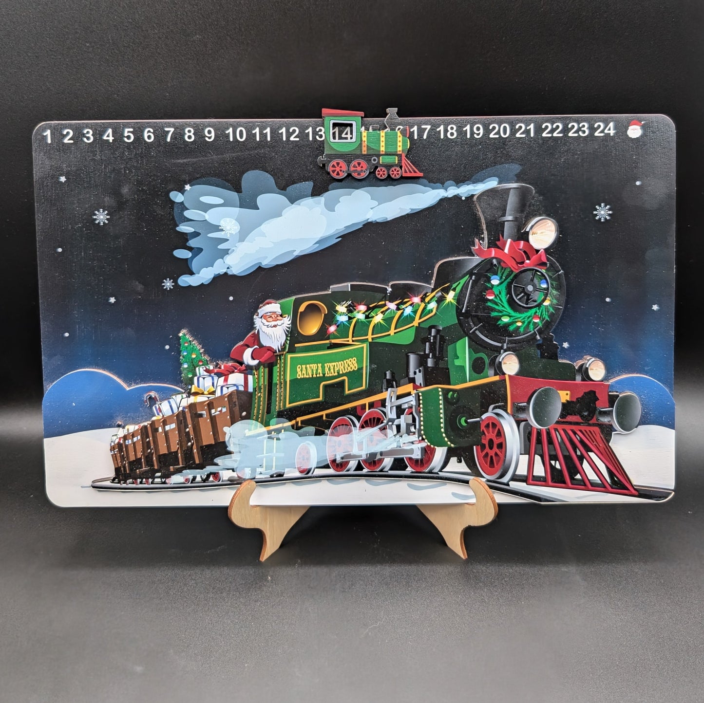 Wooden Christmas Countdown Calendar - North Pole Express