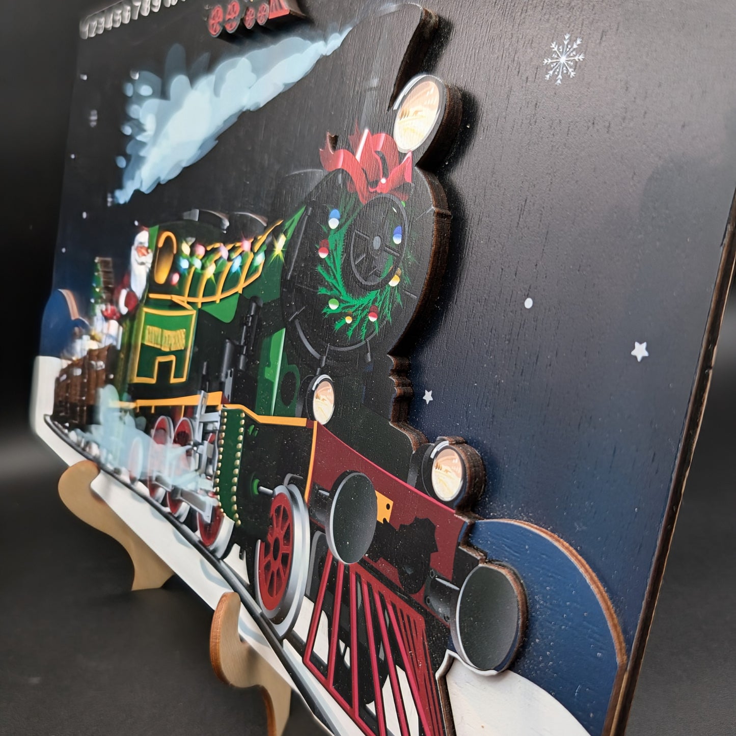 Wooden Christmas Countdown Calendar - North Pole Express