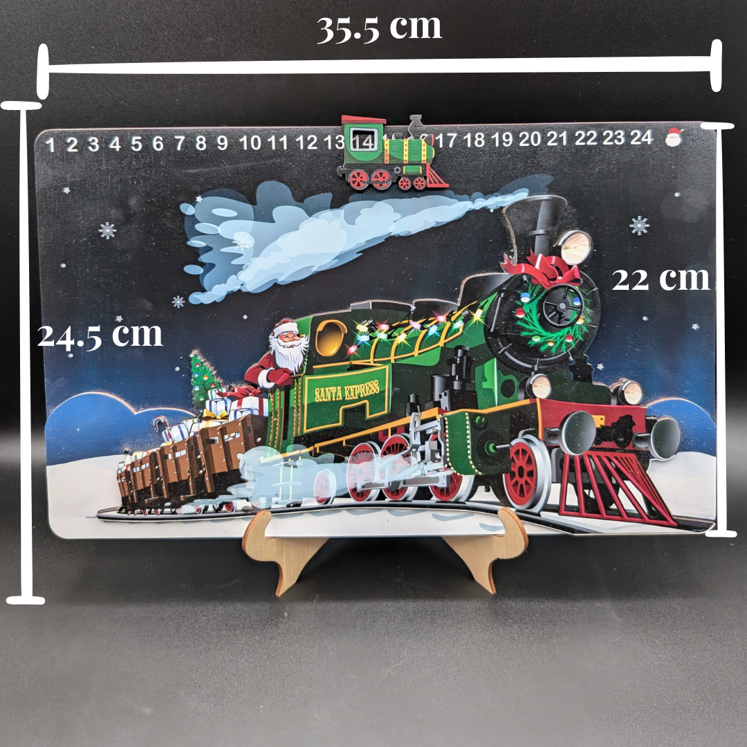 Wooden Christmas Countdown Calendar - North Pole Express